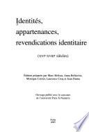 Identités, appartenances, revendications identitaires, XVIe-XVIIIe siècles