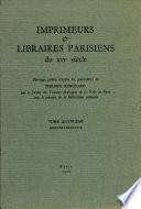 Imprimeurs & libraires parisiens du XVIe siècle