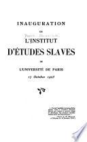 Inauguration de l'Institut d'études slaves de l'Université de Paris, 17 Octobre 1923