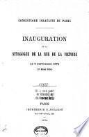 Inauguration de la synagogue de la rue de la Victoire, le 9 septembre 1874 (27 Elloul 5634)