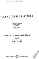 Index alphabetique des auteurs