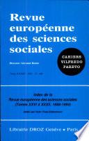 Index de la revue européenne des sciences sociales (Tomes XXVI à XXXII, 1988-1994)