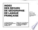 Index des revues de géographie de langue française