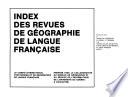 Index des revues de géographie de langue française