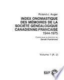 Index onomastique des Mémoires de la Société généalogique canadienne-française, 1944-1975: A-J