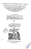 Indice et recueil universel de tous les mots principaux des Livres de la Bible, qui est le vieil & nouveau Testament