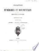 Inscriptions funéraires et monumentales de la province d'Anvers