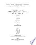 Inscriptions grecques et latines de la Syrie: fasc. 1. Bostra. Nos 9001 à 9472, par Maurice Sartre