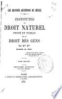 Institutes du droit naturel privé et public et du droit des gens