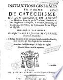Instructions générales en forme de Catéchisme
