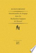 Intentionalité et langage dans les « Recherches logiques » de Husserl