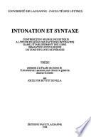 Intonation et syntaxe