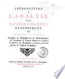 Introduction a l'analyse des lignes courbes algebriques par Gabriel Cramer...