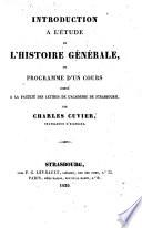 Introduction à l'étude de l'histoire générale