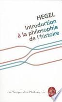 Introduction à la philosophie de l'histoire
