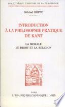 Introduction à la philosophie pratique de Kant