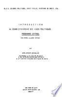 Introduction au cours d'histoire des idees politiques