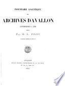 Inventaire analytique des archives d'Avallon antérieures à 1790