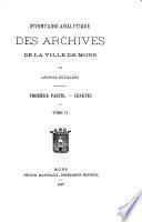 Inventaire analytique des archives de la ville de Mons