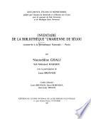 Inventaire de la Bibliothèque 'umarienne de Ségou, conservée à la Bibliothèque nationale, Paris
