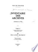 Inventaire des archives antérieures à 1790