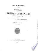 Inventaire des archives communales antérieures à 1790