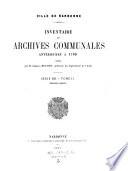 Inventaire des Archives Communales Antérieures a 1790