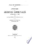 Inventaire des archives communales antérieures à 1790
