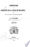 Inventaire des Archives de la ville de Malines