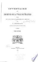 Inventaire des archives de la ville de Malines