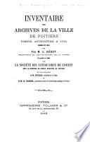 Inventaire des Archives de la ville de Poitiers, partie antérieure à 1790