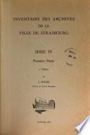 Inventaire des Archives de la ville de Strasbourg