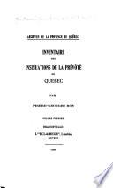 Inventaire des insinuations de la Prévôté de Québec