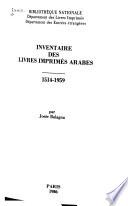Inventaire des livres imprimés arabes