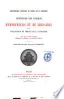 Inventaire des marques d'imprimeurs et de libraires de la collection du cercle de la libraire