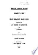 Inventaire des Proces-Verbaux des Grands Voyers conservées aux Archives de la Province de Québec