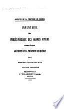 Inventaire des proces-verbaux des grands voyers