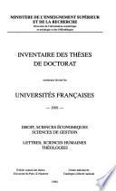 Inventaire des thèses de doctorat soutenues devant les universités françaises