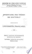 Inventaire des thèses de doctorat soutenues devant les universités françaises