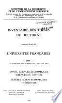 Inventaire des thèses de doctorat soutenues devant les universités françaises