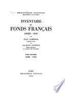 Inventaire du fonds français après 1800