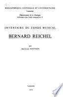 Inventaire du fonds musical Bernard Reichel