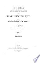 Inventaire général et méthodique des manuscrits français de la Bibliothèque nationale