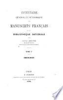 Inventaire général et méthodique des manuscrits français de la Bibliothèque Nationale