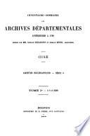 Inventaire-sommaire de la série G: G1 à G2352