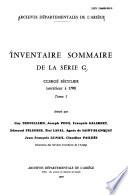 Inventaire sommaire de la série G