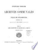 Inventaire sommaire des Archives communales antérieures à 1790