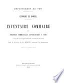 Inventaire sommaire des archives communales antérieures à 1790