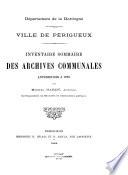 Inventaire sommaire des archives communales antérieures à 1790