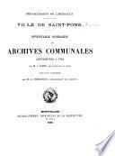 Inventaire sommaire des archives communales antérieures à 1790